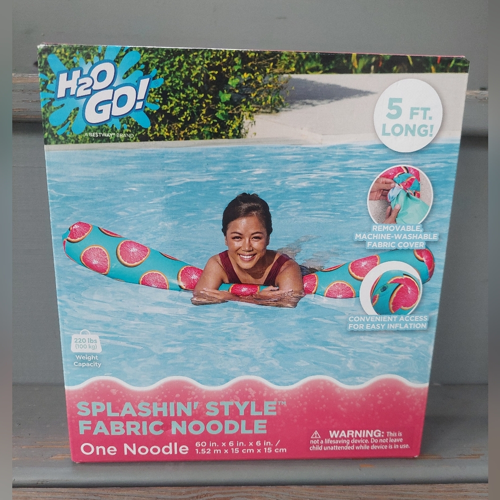 H2O Go Splashin' Style Fabric Noodle 5 ft Long Pink Grapefruit Design